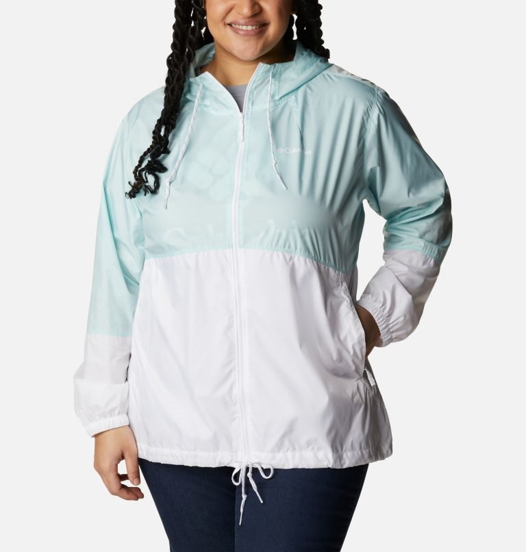 Columbia Flash Forward Windbreaker Jakke Dame Mint Hvite | Plus Size 41926W